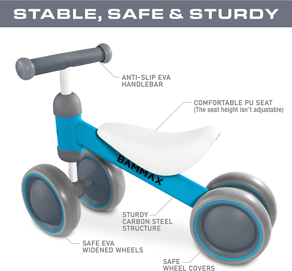 Bammax Official Tykebike® Toddler & Baby Bike | Toddler & Baby Balance Bike Ride on Toy | Easy Glide Wheels & Safer Toddler Bike Steering | Indoor/Outdoor Baby & Toddler Ride on Toy