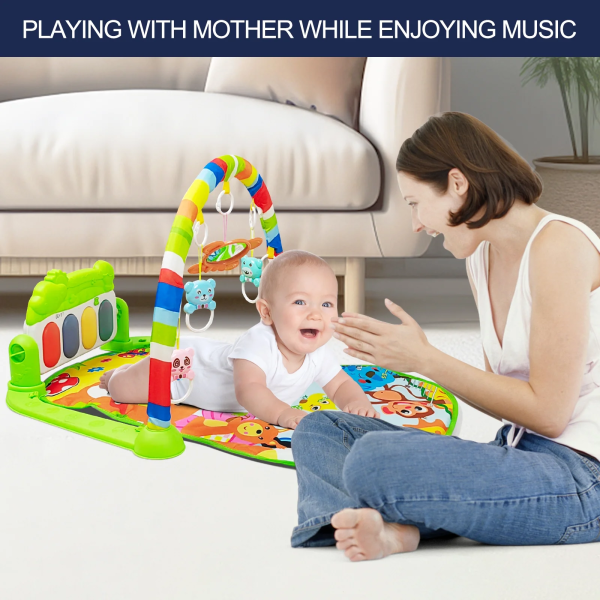 RONBEI Baby Gym Play Mat, Tummy Time Mat for Baby Kick and Play, Lights Piano Play Mat, Musical Activity Fitness Gym Center for Baby Newborn Infants