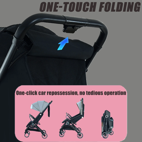 Yabanana Baby Stroller, Portable On-The-Go One-Touch Retractable Folding Stroller for 0-4 Years Old Babies. Gray