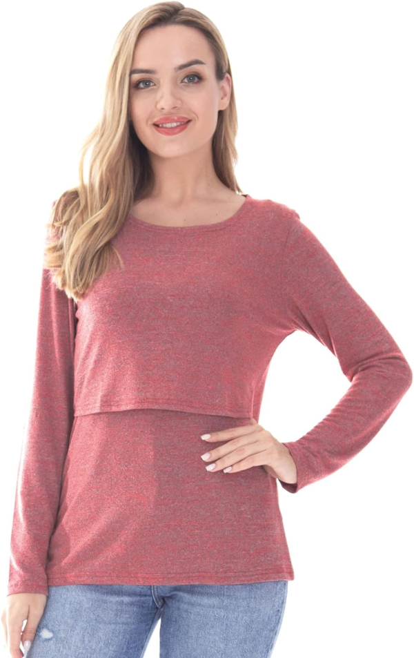 Bearsland Women'S 3 Packs Maternity Clothes Long Sleeves Breastfeeding Shirts Nursing Top