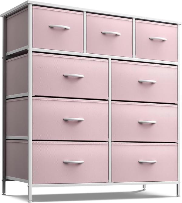 Sorbus Dresser with 8 Drawers - Furniture Storage Chest for Kid’S, Teens, Bedroom, Nursery, Playroom, Clothes, Toys - Steel Frame, Wood Top, Fabric Bins (Tie-Dye Purple)