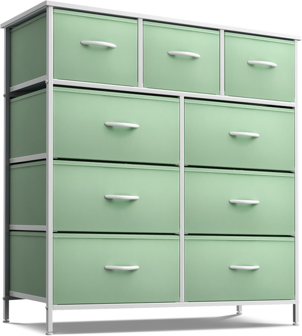Sorbus Dresser with 8 Drawers - Furniture Storage Chest for Kid’S, Teens, Bedroom, Nursery, Playroom, Clothes, Toys - Steel Frame, Wood Top, Fabric Bins (Tie-Dye Purple)