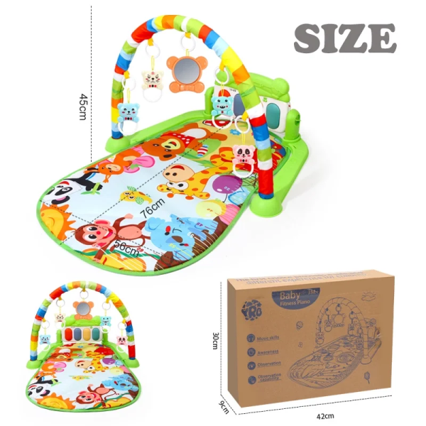 RONBEI Baby Gym Play Mat, Tummy Time Mat for Baby Kick and Play, Lights Piano Play Mat, Musical Activity Fitness Gym Center for Baby Newborn Infants