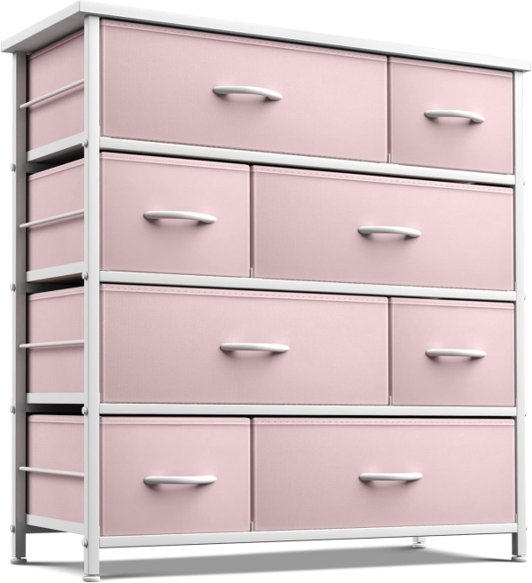 Sorbus Dresser with 8 Drawers - Furniture Storage Chest for Kid’S, Teens, Bedroom, Nursery, Playroom, Clothes, Toys - Steel Frame, Wood Top, Fabric Bins (Tie-Dye Purple)