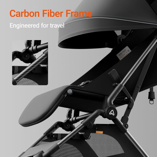 Lightweight Baby Travel Stroller with Carbor Fiber Frame, Compact & Airplane-Friendly, One-Handed Folding Design, Perfect for Toddlers
