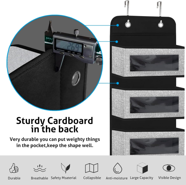 Homyfort over the Door Organizer, 5 Pockets, Breathable Eco-Friendly Fabric, Space Saving, Clear Plastic Fronts, Foldable, 126X31X12.7Cm