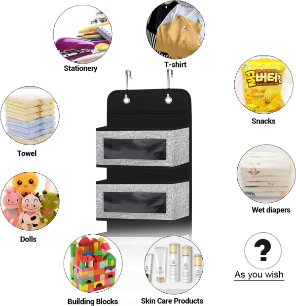 Homyfort over the Door Organizer, 5 Pockets, Breathable Eco-Friendly Fabric, Space Saving, Clear Plastic Fronts, Foldable, 126X31X12.7Cm
