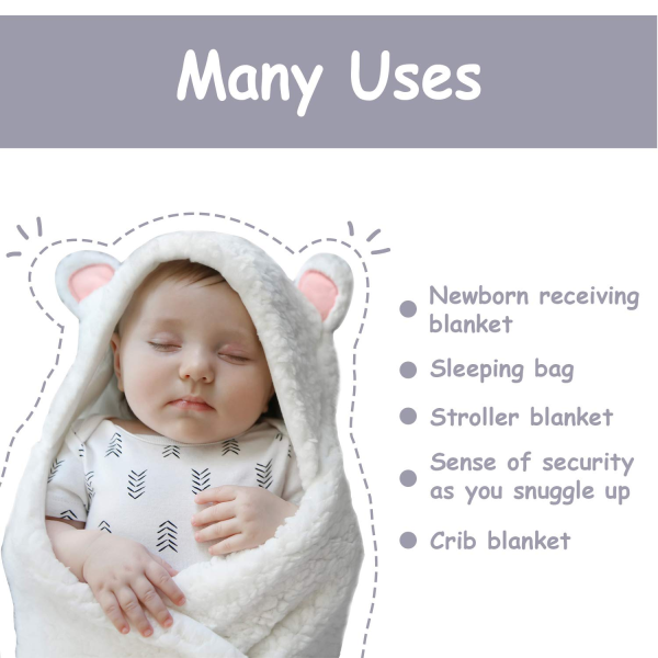 Jam Naturals- Baby Swaddle Blanket, Cute Bear Organic Receiving Swaddling Wrap, Newborn Baby Girl Soft Plush Registry Gift (Pink 3-6M)