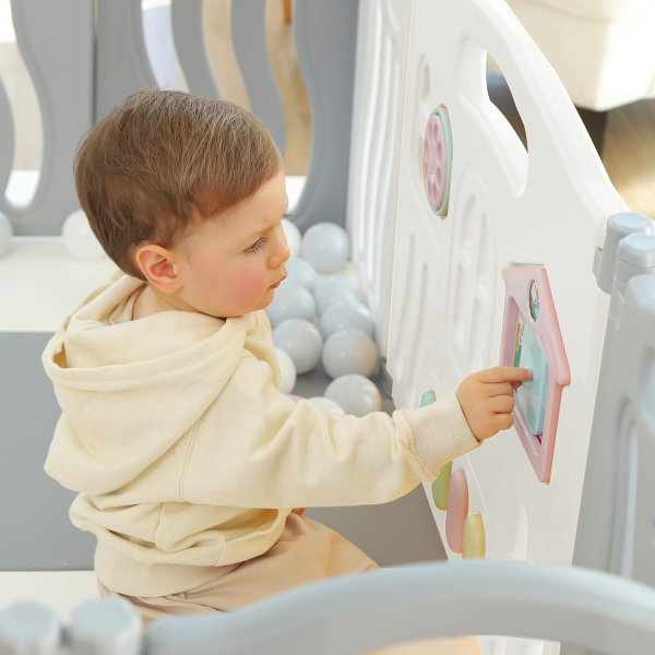 Baby Playpen Kids Activity Centre Safety Play Yard Home Indoor Outdoor New Pen (14 Panels Ocean White)